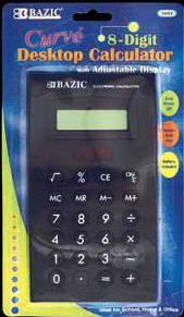 BAZIC 8-Digit Curve Shape Calculator with Adjustable Display,Black (3002-36P)