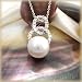 14K Pearl & Diamond Ovals Pendant