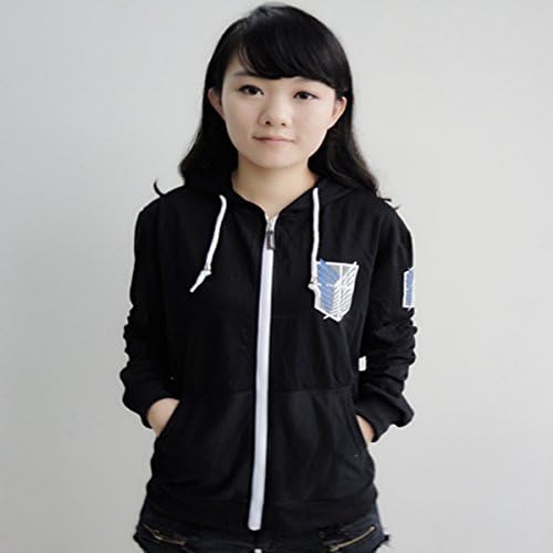Ainiel Hot Attack on Titan Shingeki No Kyojin Anime T-shirt Cosplay Unisex Costume Hoodie Coat Sweater Long Sleeve (L, Black-Long Sleeve-2)