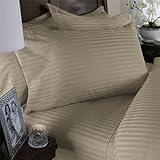 1000-Thread-Count Egyptian Cotton 1000TC Sheet Set, California King, Beige Damask Stripe 1000 TC