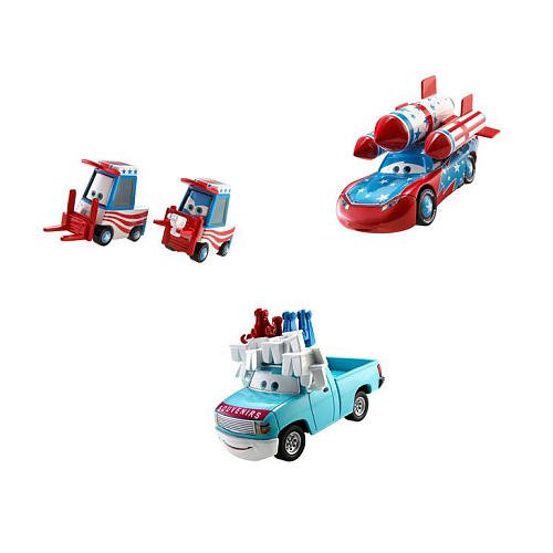  Disney / Pixar CARS TOON 155 Die Cast Car Mater The Greater 4Pack Lug Nutty, Daredevil Lightning McQueen Buck the Tooth Vendor
