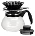 iwaki パイレックス コーヒーポット・フロル ブラック 600ml 【花びら型ドリッパー付】 8705-BK