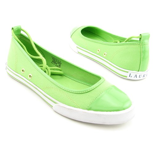 Ralph Lauren Size 7 B Womens Green CANVAS PATENT-TONISH Loafers