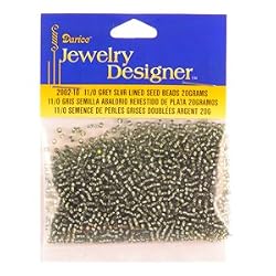 11/0 Glass Seed Beads, Silver Lined, Grey, 20 Gram Pkg