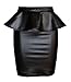 FashionMark Womens Plus Size Wet Look Peplum Pencil Skirt Ladies Celebrity PVC Leather Skirt - Black - Sizes 6-20