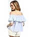 SheIn Women's Off Shoulder Striped Ruffles Short Sleeve Blouse