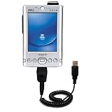Coiled Power Hot Sync and Charge USB Data Cable w/ Tip Exchange for the Dell Axim x3i - Gomadic Brand