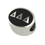 Delta Delta Delta Black Antique Oval Sorority Bead Charm Fits Most Pandora Style Bracelets. High Quality Bead in Stock for Fast Shipping