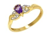 9ct Yellow Gold Amethyst Diamond Ring