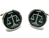 412UpTbXsiL. SL160  Round Legal Scale of Justice Silver Cufflinks w/ Gift Box