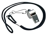 Markwort Nickel Plated Whistle and  Black Lanyard Combo