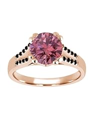 1.14 Ct Round Pink and Black Diamond 14K Rose Gold Ring
