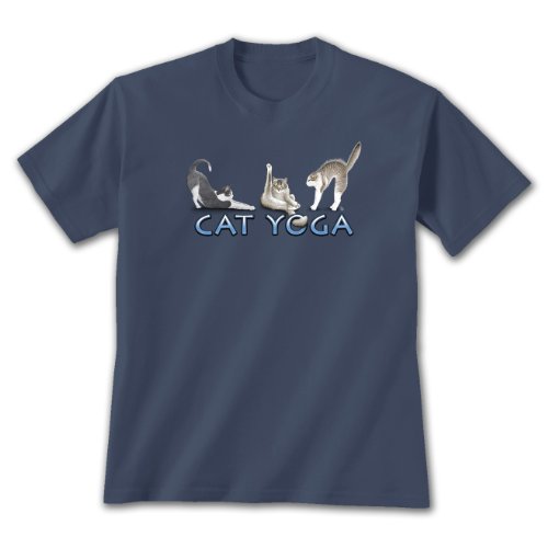 Cat Yoga ~ Indigo Blue T-Shirt Medium
