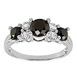 10k White Gold Black and White Diamond Ring ( 2 cttw)