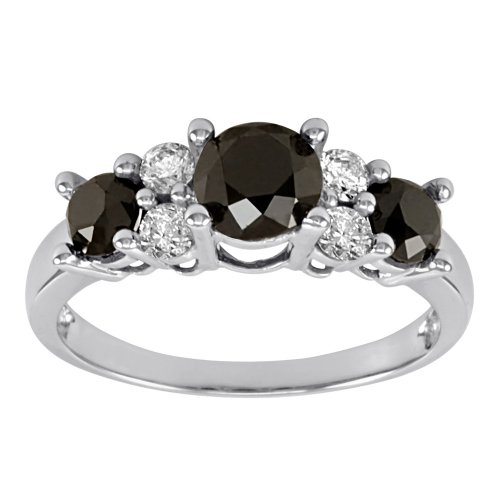 10k White Gold Black and White Diamond Ring ( 2 cttw)