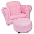 Trend Lab Stuffed Chair with Ottoman Children's in Solid Pink Suede Trend Lab Stuffed Chair with Ottoman Children's in Solid Pink Suede