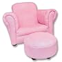 Trend Lab Stuffed Chair with Ottoman Children's in Solid Pink Suede
