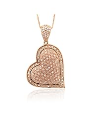 10k Rose Gold Heart Fancy Light Pink Diamond Pendant Necklace-0.80 carat