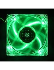 PC Accessory: 3" x 3" (80mm) Logisys LT400GN 4-Green LED Case Fan w/3-Pin & 4-Pin Connectors (Clear) - Logisys