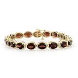 10k Yellow Gold Oval Cut Garnet Bracelet, 7"
