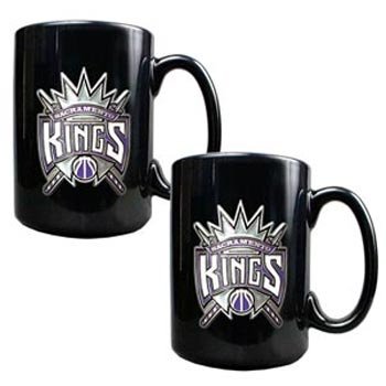 Sacramento Kings NBA 2pc Black Ceramic Mug Set - Primary Logo