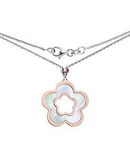 Ze Sterling Silver Rose Gold Mother of Pearl Flower Pendant