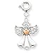 14k White Gold Filigree Angel with Heart Charm title=