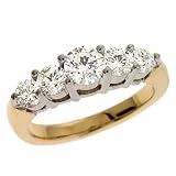 14k Two-Tone Prong-Set 1.44 Ct Diamond Band Ring - Size 7.0
