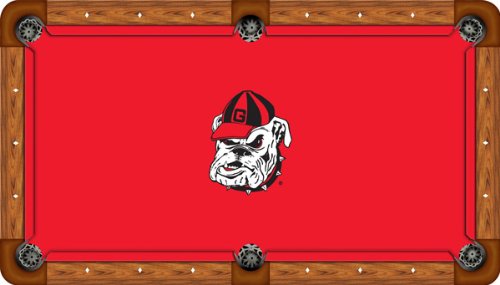 University of Georgia Pool Table Felt - Recreational 9ft - Bulldog Logo Red