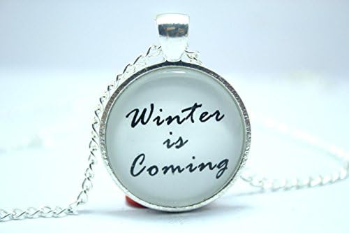 Pretty Lee 2015 Fashion House Stark 'Winter Is Coming' Game Of Thrones Quote Necklace Glass Cabochon Necklace Christmas gift