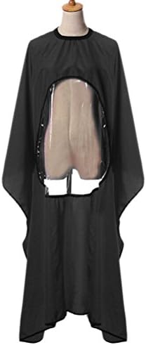 Daytingday(TM) 170x150CM Waterproof Salon Hair Cut Hairdressing Barbers Cape Gown For Phone Transparent Viewing Window (Black)