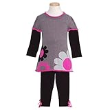 IMAGE OF Bonnie Jean Grey Pink Flower Knit Top Leggings Fall Outfit Girl 18M