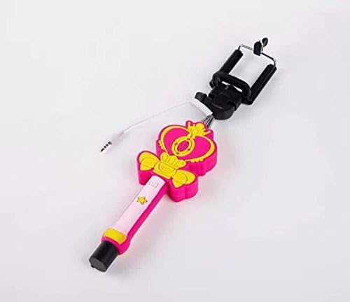 Sailor Moon #2 Crown Crystal Wand Selfie Stick, FlexiaTM Foldable Handheld Monopod Extendable Self-portrait Pole with Wire for Apple iPhone 6 Plus 6 5 5s 5c, Android Smartphones