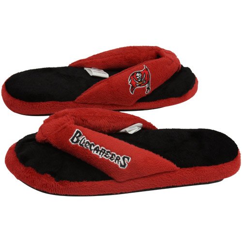 Tampa Bay Buccaneers Ladies Red-Black Plush Thong Slipper (Small)
