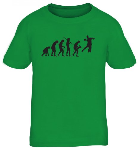 Shirtstreet24, EVOLUTION HANDBALL, WM EM Sport Kinder Fun T-Shirt , Größe: 152/164,kelly green