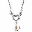 China Pearl and Diamond Heart Necklace