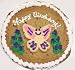 Gourmet Food : Scott's Cakes 1 lb. Chocolate Chip Cookie Cake with Purple and Pink Iced Butterfly Sugar Cookie