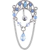 Jewelry : TOP MOUNT Light Blue PROVOCATIVE Chain Drop Belly Ring