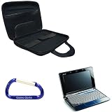 Bundle Pack for the Acer Aspire One: Midnight Black Hard Shell EVA Laptop Case, Silicone Skin Gel Keyboard Protector, and Free Carabiner Key Chain