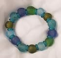 Blue and Green Ghana Glass Stretch Bracelet