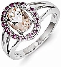 Sterling Silver Morganite & Pink Sapphire Oval Ring