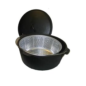 Click here to buy Cajun Cookware Seasoned Cast Iron Dutch Oven W Basket 21 Qt. by Cajun Cookware.