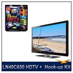 412VG0EHGyL Samsung LN40C650 40C650 40 1080p 120Hz LCD HDTV + 2 High Performance HDMI Cables, 1 Component Video Cable, 1 Optical Audio Cable, 1 TV Cleaning Kit