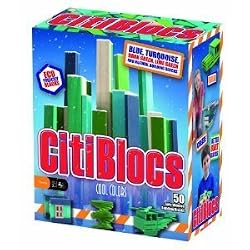 Citiblocs CTBSC50 Citiblocs Cool Colors Precision Cut Building Blocks - 50 Pieces