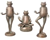 Set of 3 Whimsical Yoga Frogs Yard Art Garden Statues