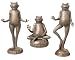 Set of 3 Whimsical Yoga Frogs Yard Art Garden Statues