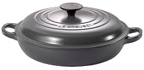 Le Creuset Cast Iron Shallow Casserole, Granite, 26 cm