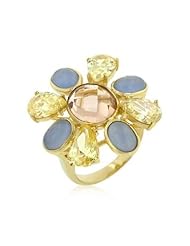 Multi-CZ Floral Golden Ring
