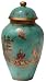 Chinese chinoiserie temple jar with cover - hand painted, turquoise