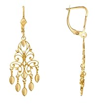 14k Yellow Gold Filigree Dangle Earrings